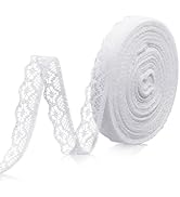 LYXMYGS 30-Yard Lace Trim Ribbon, White Lace Ribbon, 0.5 inch Width White Laces Trims Delicate Fl...