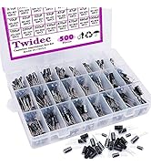 Twidec/500Pcs Aluminum Electrolytic Capacitor Assortment Box Kit 24Value 0.1uF-1000uF Different R...