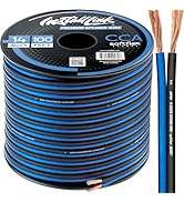 Install Link 14 Gauge Speaker Wire for Car, Home or RV Audio Cable, 100ft, CCA, Blue/Black