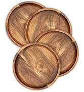 Wooden Plates Round Dinner Plates 6 Inch Acacia Wood Serving Tray Wooden Serving Platters for Hom...