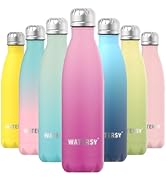 WATERSY Stainless Steel water bottles,17oz/500ml Insulated Water Bottles,Dream Pink metal water b...
