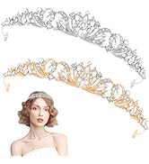 AddLotLot 2 PCS Tiara Crown Rose Gold Tiara Crowns Elegant Princess Crown Crystal Crowns Princess...