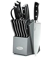 Marco Almond KYA31 Kitchen Knife Set, 14 Pieces Japanese Stainless Steel Cutlery Knives Block Se...