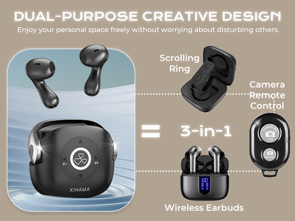 xihama B5 Tiktok Scrolling Remote Control with Wireless Earbuds