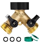 Dalmbox Garden Hose Splitter 2 Way, Y Connector Brass Garden Hose Adapter, Water Hose Splitter, D...
