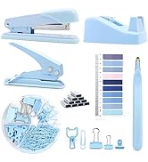 Blue Office Supplies,UPIHO Blue Desk Accessories,Stapler and Tape Dispenser Set for Women with St...