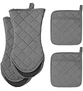 ARCLIBER Oven Mitts and Pot Holders Sets, 4PCS Heat Resistant Oven Mitts and Hot Pads for Kitchen...