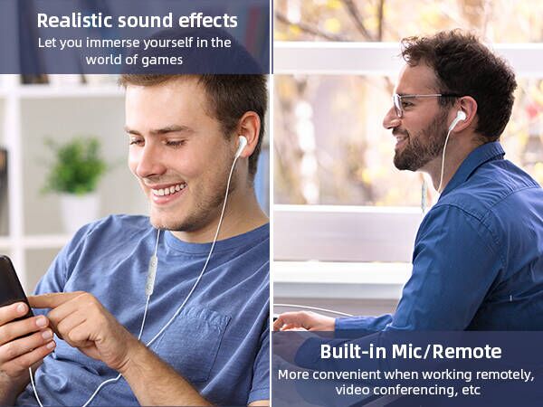 3.5mm Earbuds Hi-Fi Stereo Headphone Bass Wired Earphones with Mic Volume Control for iPhone 6