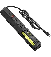JUNNUJ Heavy Duty Metal Power Strip 20 Amp, High Amp Surge Protector 6 Outlet, 20A Power Strips W...