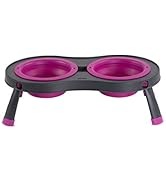 Dexas Pets Double Elevated Pet Feeder, Fuchsia, Large/2.5 Cup Capacity Bowls