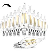 Dimmable E12 Candelabra LED Bulbs 60 Watt Incandescent Equivalent, 2700K Warm White, Clear Filame...