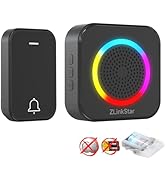 ZLinkStar Self-Powered Wireless Doorbell RGB Lighting,1300 ft Wireless Doorbell Range,63 Chimes &amp;...