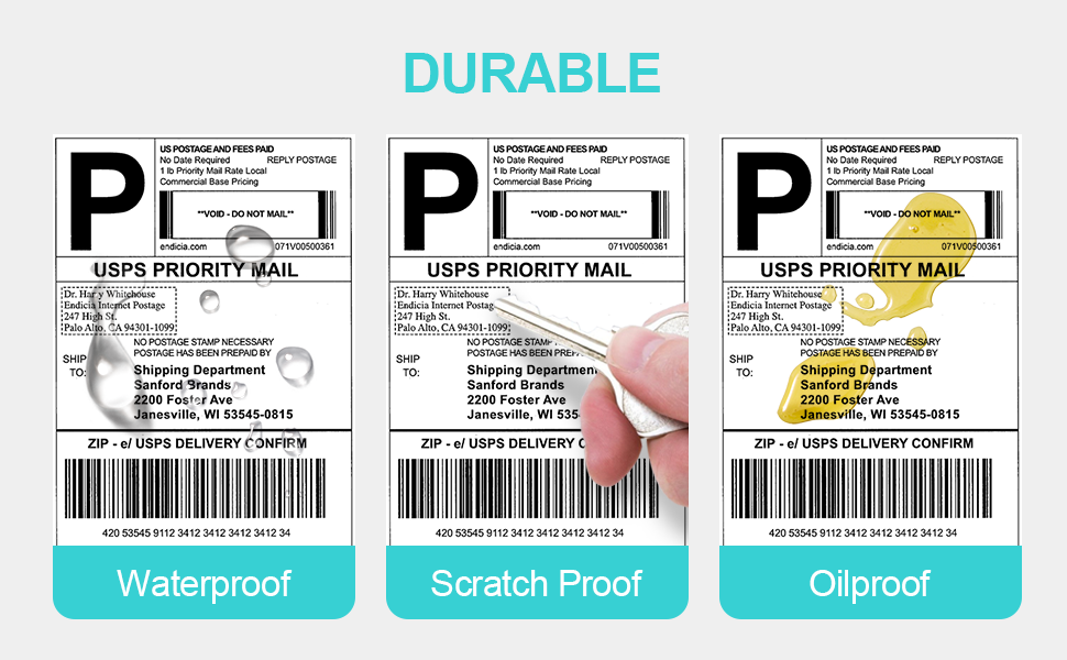 240Labels Per Stack Shipping Labels Strong Adhesive Thermal Labels White Thermal Printer Paper/Label