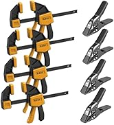 8-Piece Clamps for Woodworking - 4 Pcs 6 inch Bar Clamps, 4 Pcs Heavy Duty Metal Spring Clamps, B...