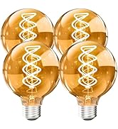 BOSITE G80 Vintage Edison Light Bulbs Dimmable 4W (40W Equivalent) Led Filament Bulbs Warm 2200K ...