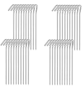 Oualhoo 9" Tent Stakes, Heavy Duty Tarp Camping Stakes, Galvanized Metal Pegs for Outdoor Decorat...