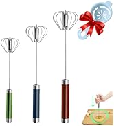 Semi-automatic Whisk, Stainless Steel Egg Beater, Hand Push Rotary Whisks Mixer Stirrer for Makin...