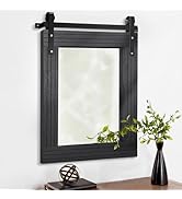 AAZZKANG Black Framed Wall Mirror Large Barn Door Style Wood Mirrors Rectangle Decorative for Bat...
