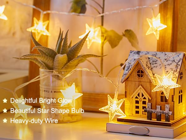 Battery Star String Lights Warm White