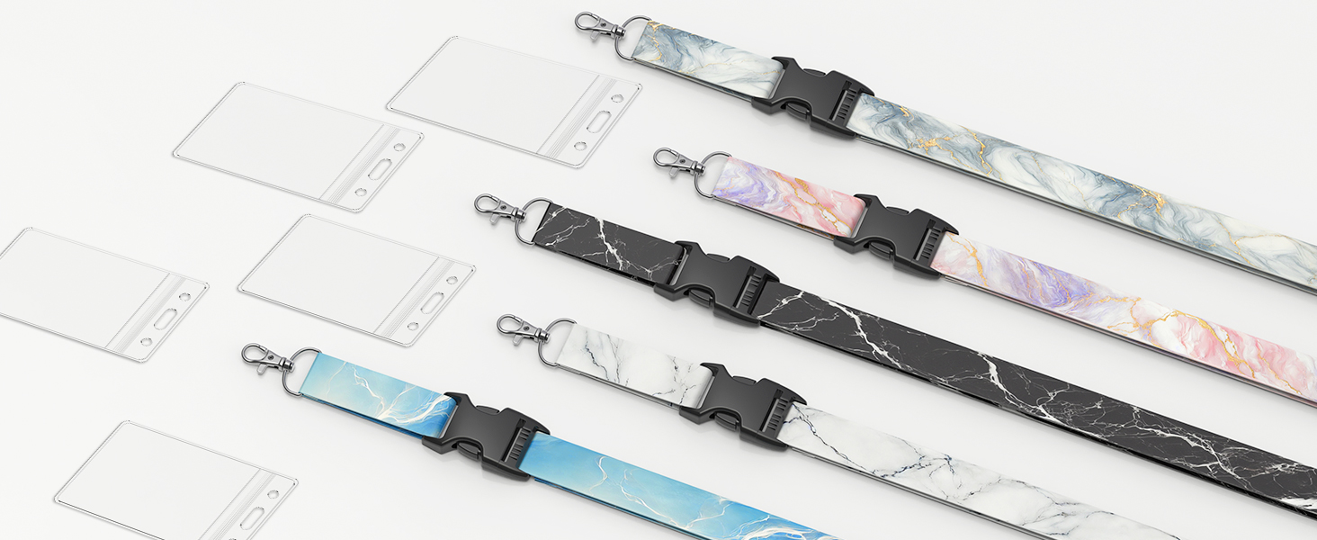 5 Pack Marble Veining Cruise Lanyard, Mixed