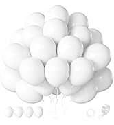 CVPARTYON White Balloons, 60 PCS White Balloons 12 inch Latex Balloon for Birthday Party Decorati...