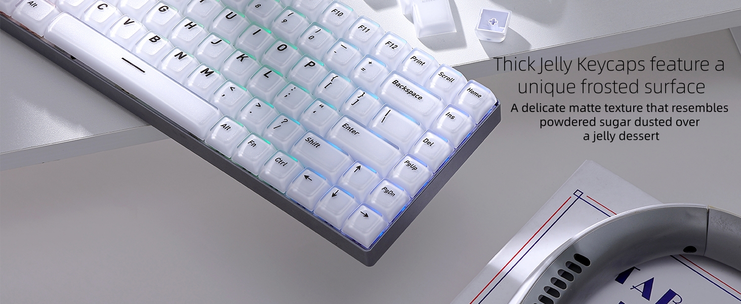 Jelly Keycaps White, Keycap Set CSA Profile, Frosting Custom Keycaps for Mechanical Keyboards