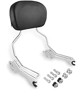 Detachable Chrome Passenger Backrest Sissy Bar with Pad &amp; 4 Docking Quick-Release Hardware Kit Co...