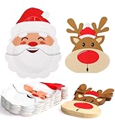 Afniimyapt 100Pcs Christmas Paper Plates and Napkins Santa Claus Shaped Plates Christmas Reindeer...