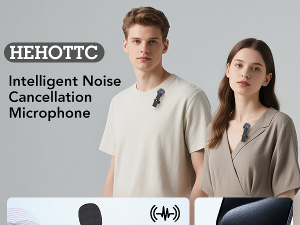 HEHOTTC 3 in 1 Mini Wireless Lavalier Microphone for All Devices
