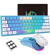 LexonElec K61 60% Gaming Keyboard and Mouse,Wired Mini RGB Backlit LED Keyboard Mechanical Feel,H...