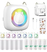 HUIJUTCHEN Mini Printer Portable, Bluetooth Pocket Thermal Sticker Printer with 10 Rolls Thermal ...