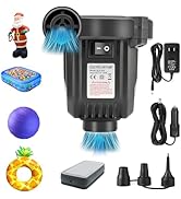Electric Air Pump with 3 Nozzles Portable Electric Air Mattress Pump Quick-Fill Perfect Inflator ...