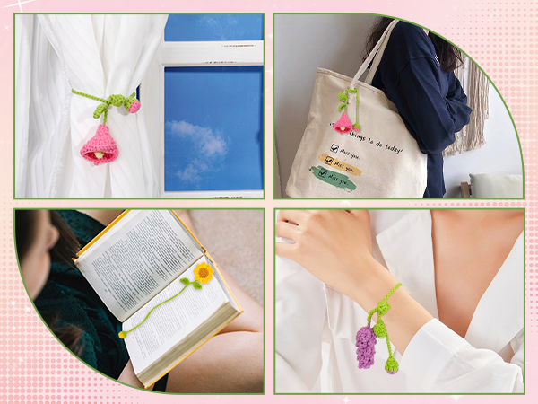 Crochet Kit for Beginners, 10 Flower Bookmarks Beginner Crochet Kit for Adults