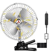 ROTATABLE 10''RV Cooling Fan,12V Portable Car Fan with Clip Cigarette Lighter Plug 2-Speed Switch...