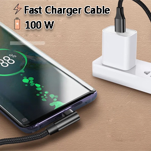 USB C to USB C Cable 100W Type C to Type C Fast Charging Cable Right Angle USBC to USBC Cord