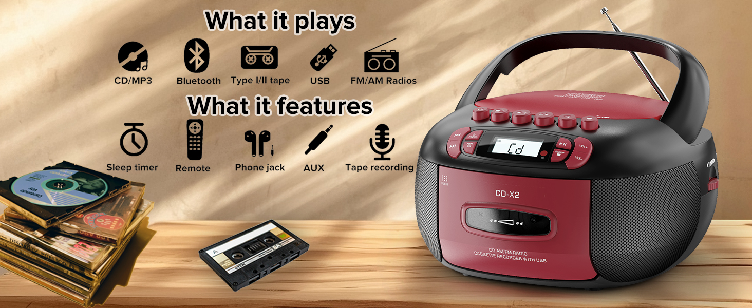 kuephom cd cassette boombox