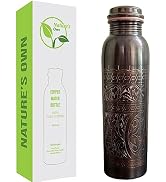 Nature's Own Pure Copper Water Bottle 1000ml – 34 Oz Extra Large – An Ayurvedic Pure Copper Water...