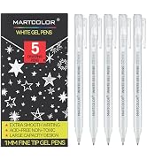MARTCOLOR White Gel Pens, 5 Pack, 1 mm Extra Fine Point Gel Ink Pens Opaque White Archival Ink Pe...
