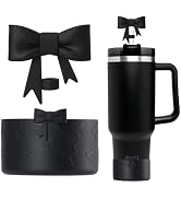 Lnulyaciy Bow Silicone Protective Boot for Stanley Cup 20/30/40Oz, Bow Straw Cover Topper with 10...