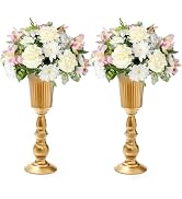 Frcctre 2 Pack Metal Wedding Flower Trumpet Vase, 12.4 Inch Tall Flower Stand, Decorative Centerp...