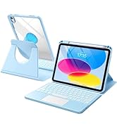 Harvopu for iPad 10th/11th Generation A16 Case with Keyboard, 360 Rotation Detachable Cover with ...