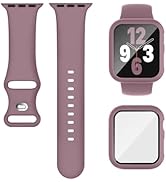 Compatible for Apple Watch Band 40mm 41mm and Case with Screen Protector, Soft Silicone Sport Str...