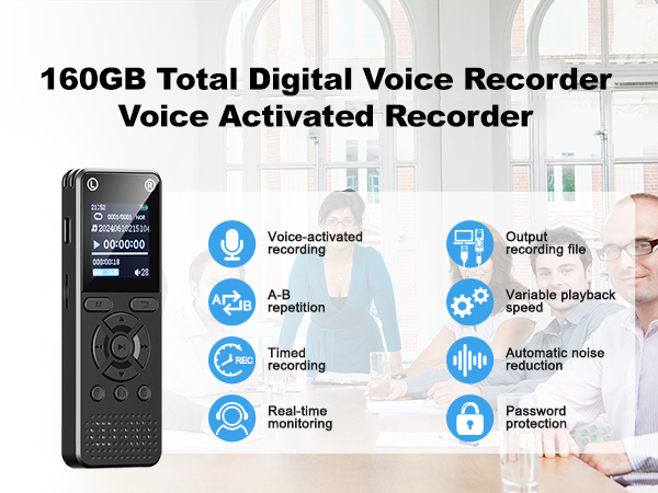 160GB digital voice recorder with metal body and color screen for daily recording