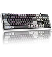 Gaming Keyboard, Rainbow Backlit LED Wired Gaming Keyboard with Clear Housing and Double-Shot Key...