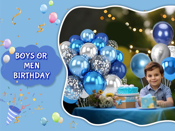 silver blue balloons