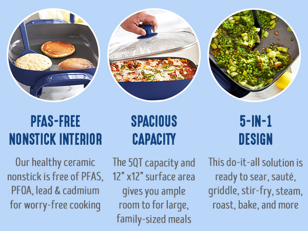 GreenLife, Ceramic Nonstick, PFAS-Free, Non-Toxic, Electric Skillet, Electrics