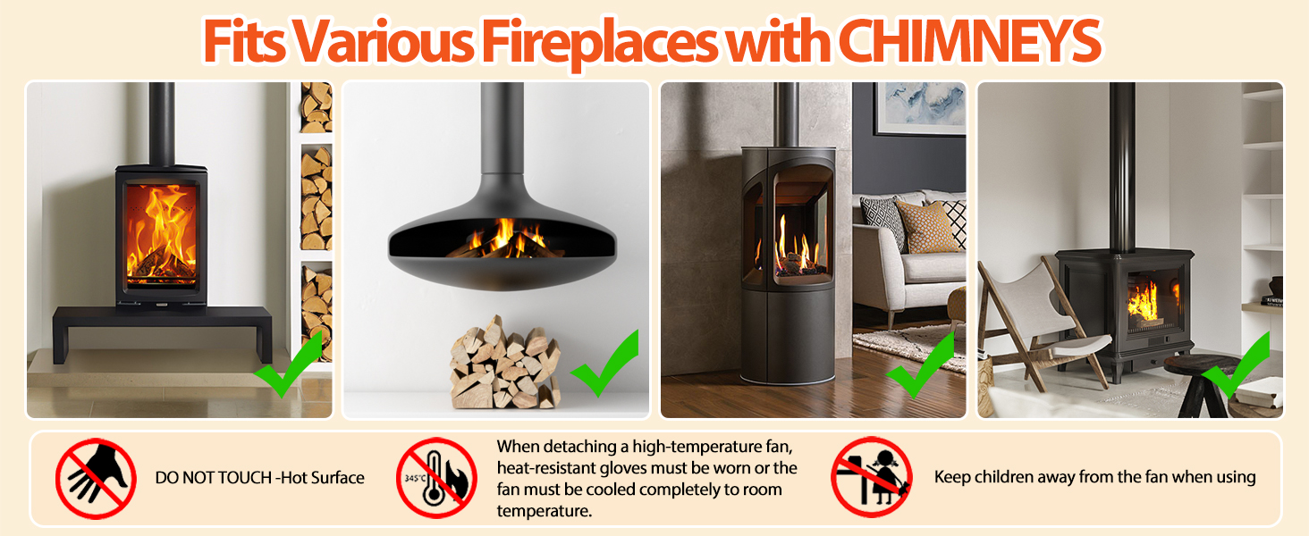 2025 updated wood burning stove fan fits various fireplace chimney