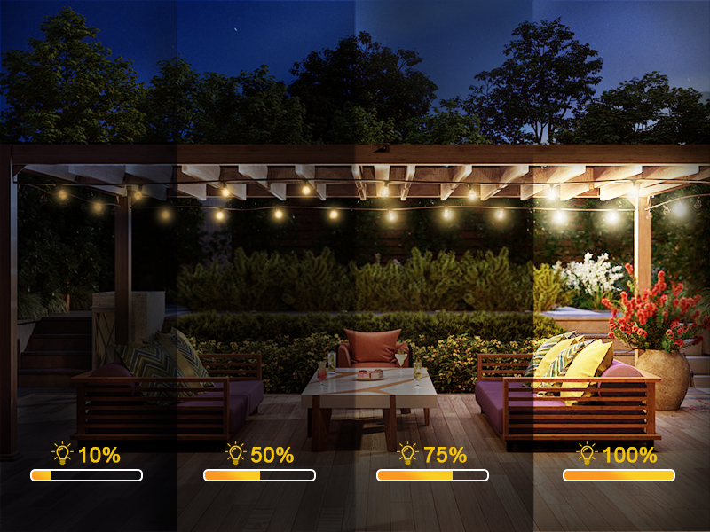 Smooth flicker free dimming controller for outdoor projector screen setup and string lights