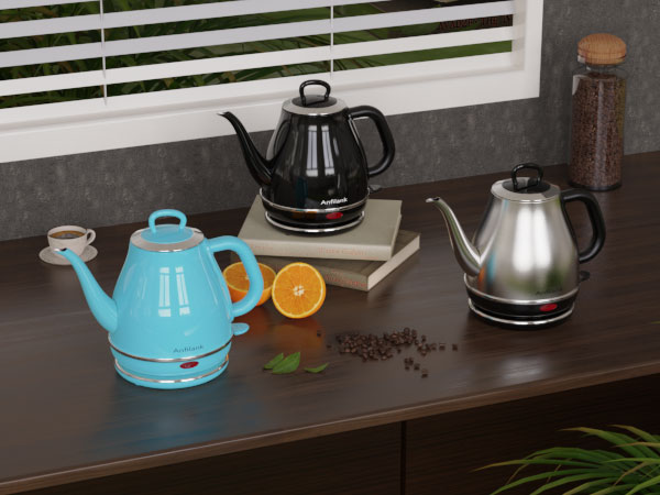 anfilank silver/black/turquoise blue gooseneck electric kettle, boil water kettle