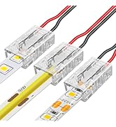 RGBZONE 25Pcs 2-pin 8mm LED Connectors Gapless Solderless LED Strip to Wire Quick Connection for ...